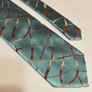 J. Garcia Teal and Red Patterned silk Tie 59 x 4 collection 39 limited edition